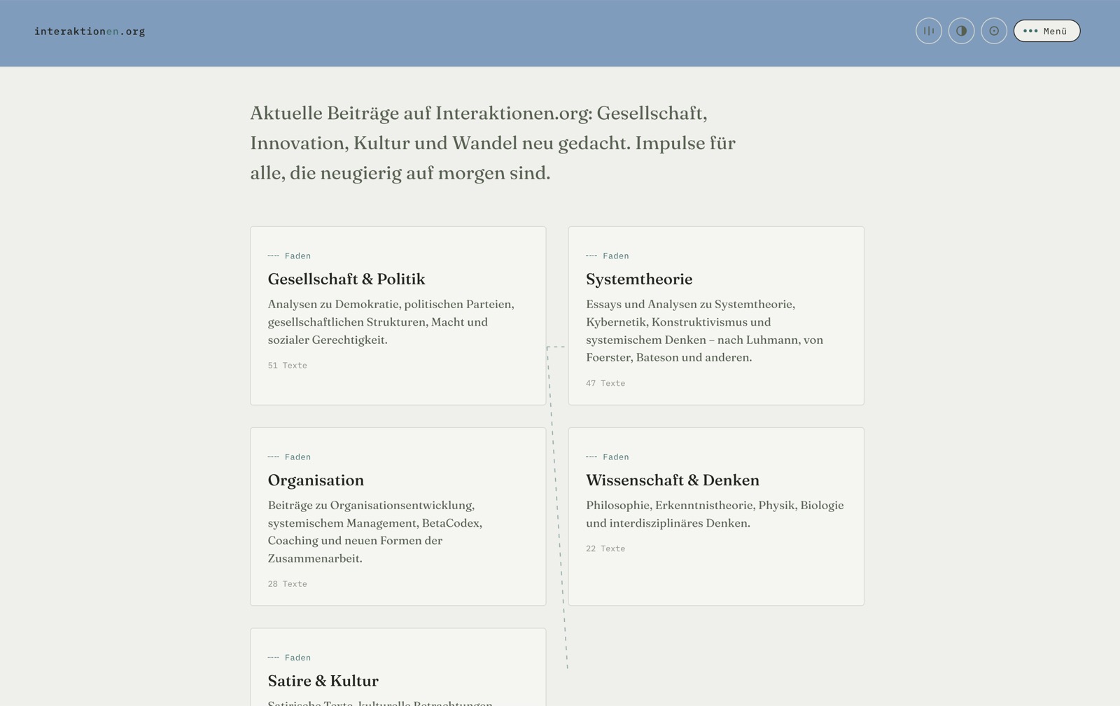 Startseite des Interaktionen-Blogs.